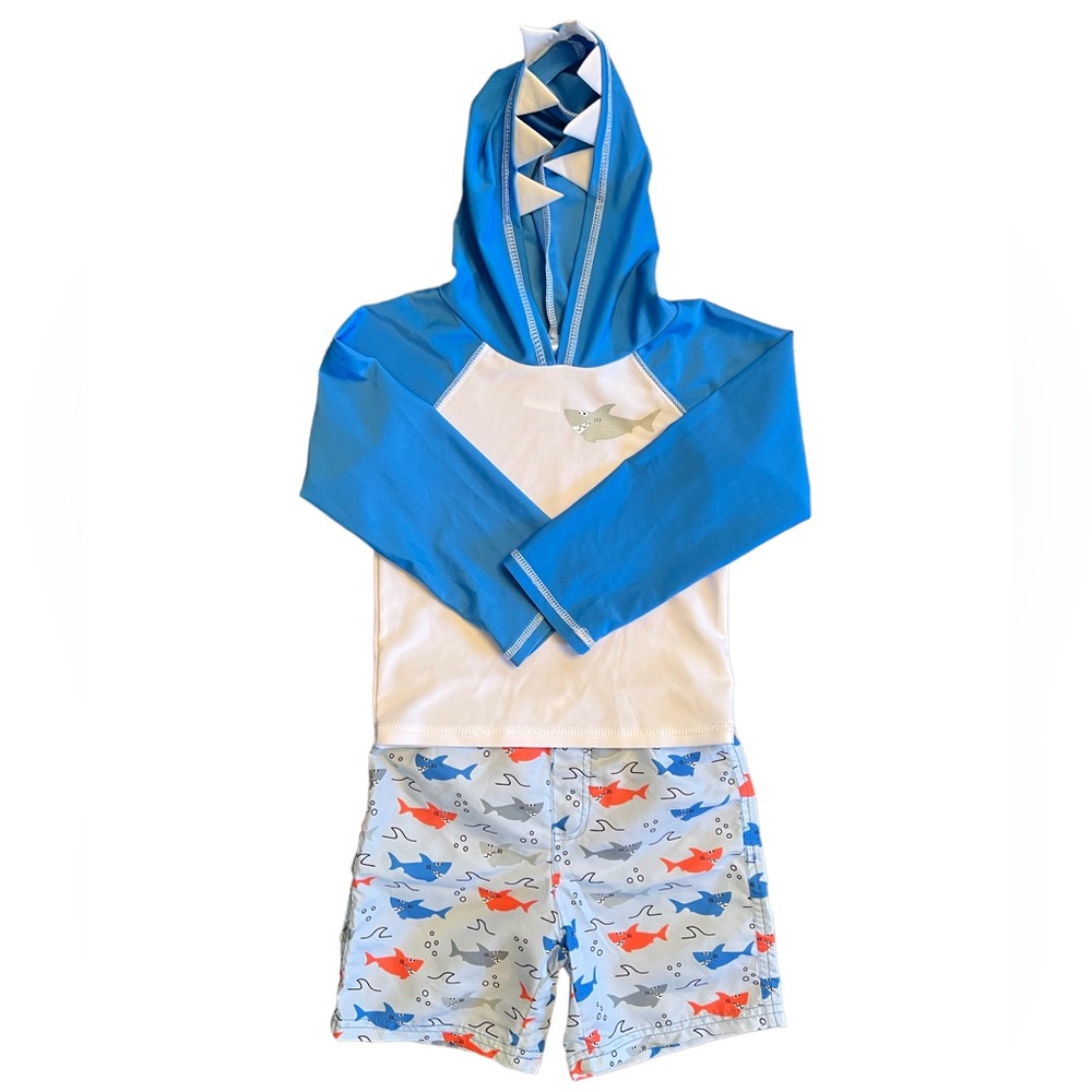 SOL SWIM TODDLER BOYS SWIMWEAR SWIM TRUNKS RASHGUARD SHARK BATHING SUIT KIDS